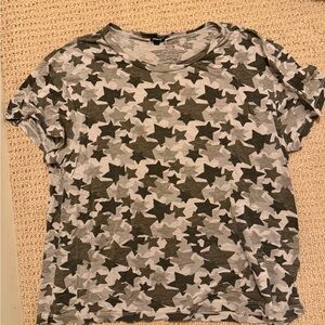 Monrow Star Camo Short Sleeve Tee - Gray and Black